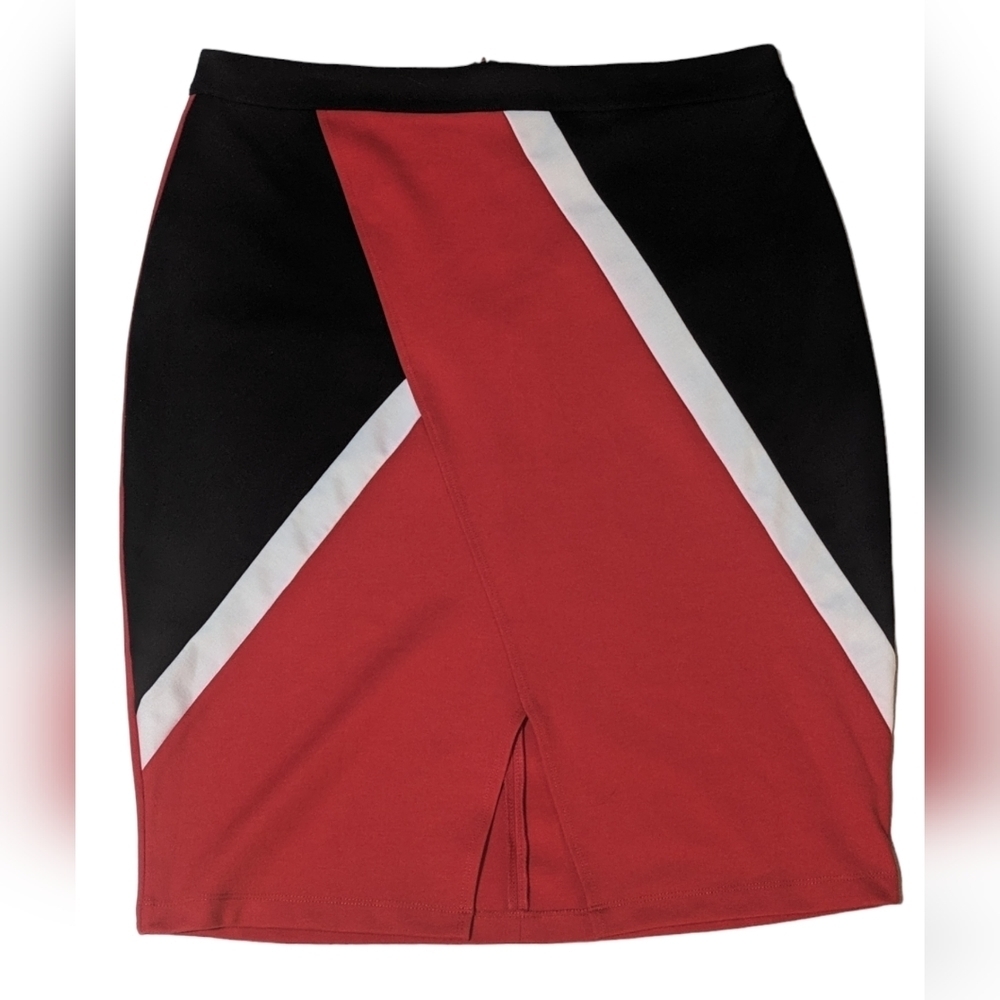 Eloquii Plus Size Colorblock Pencil Skirt 16 Red Black White Work Office
